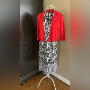 Talbots cotton black and white shift dress.